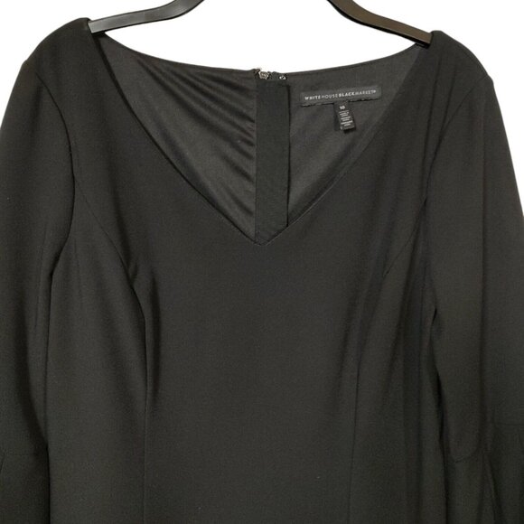 White House Black Market Black Body Perfecting Lantern Sleeve Sheath Dress Sz 10 - Picture 5 of 7
